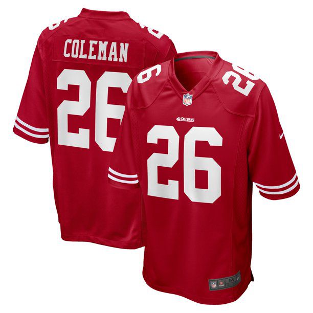 Men San Francisco 49ers #26 Tevin Coleman Nike Scarlet Game Player NFL Jersey